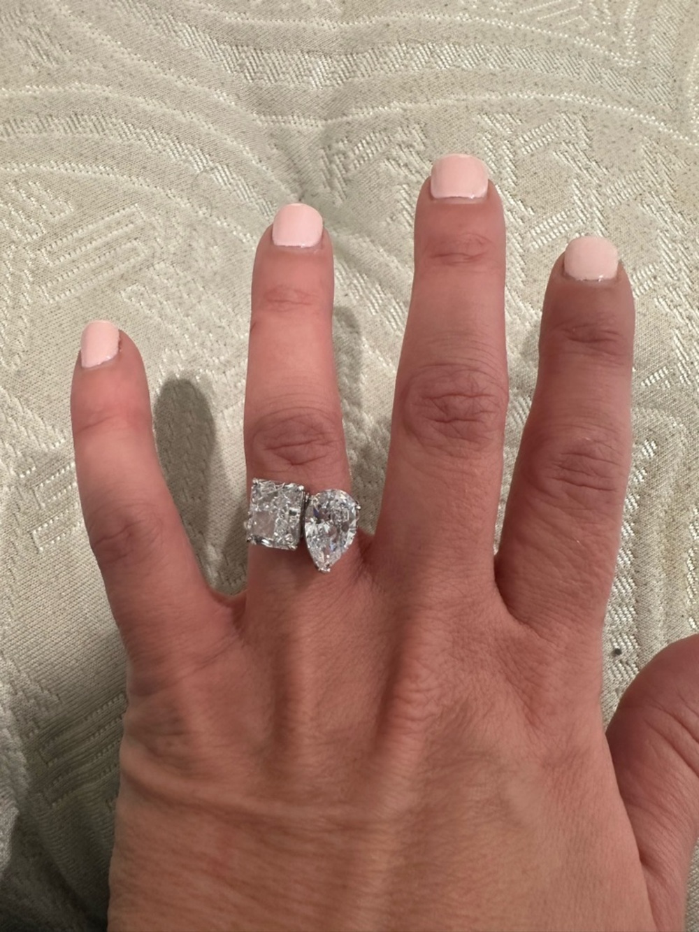 Women’s 925 Silver Pear & Emerald Cut Double moissanite Stone Ring